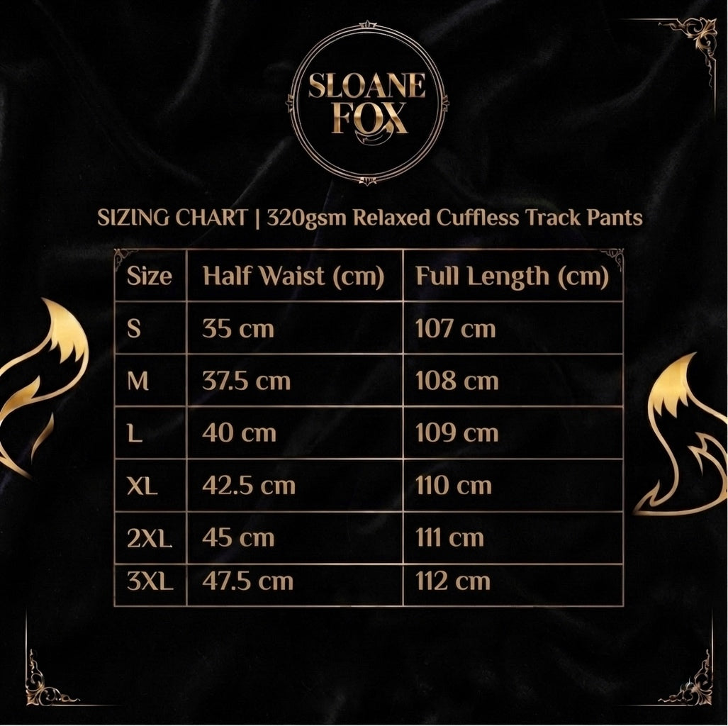 👖 SLOANE FOX — RELAXED CUFFLESS TRACK PANTS - Premium 320gsm Fleece