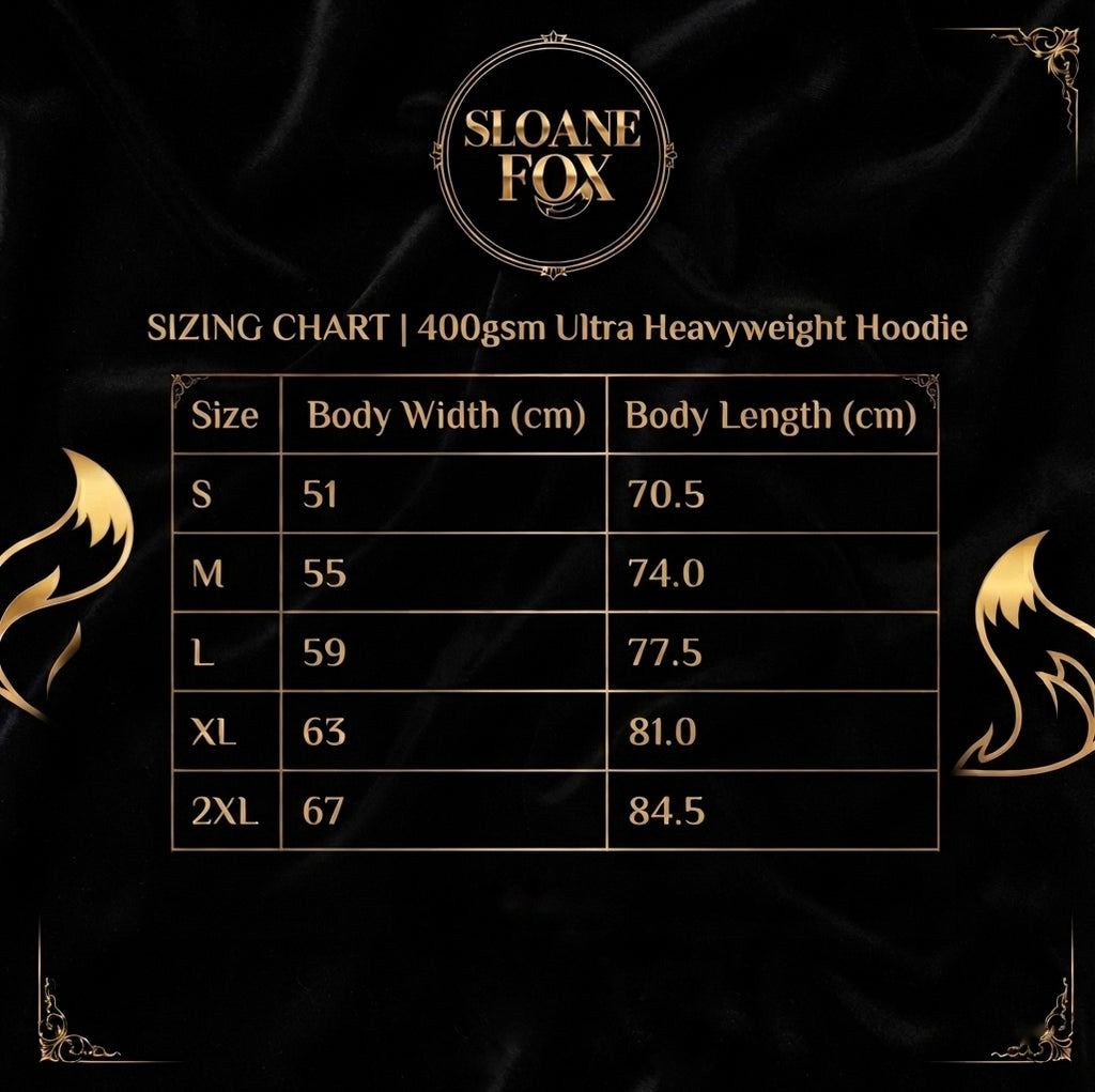 🧥 SLOANE FOX — PREMIUM HOODIE - 400gsm Ultra Heavyweight — Made To Order